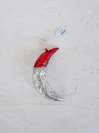 Hand Painted Santa Moon Ornament