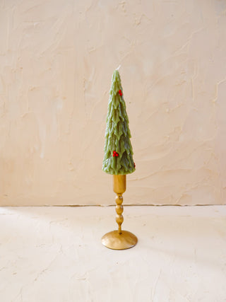 Holly Tree Taper Candle Single