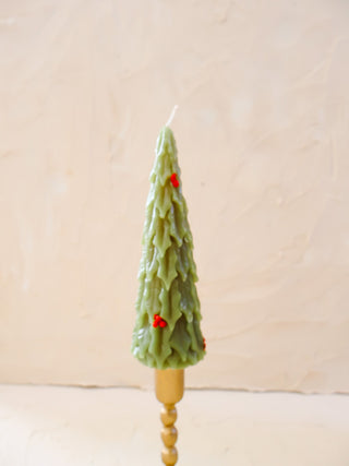 Holly Tree Taper Candle Single
