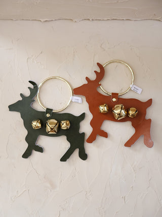 Leather & Bells Deer Door Hanger