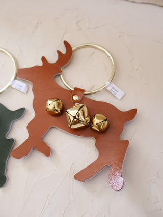 Leather & Bells Deer Door Hanger