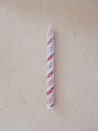 Flameless LED Candy Cane Taper Candle Single