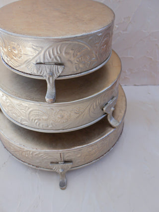 Embossed Metal Footed Pedestal