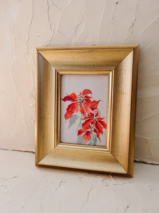 Poinsettia Framed Antique Art