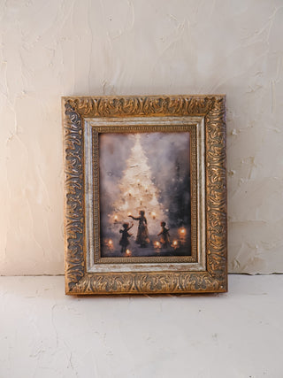 Illuminated Christmas Tree Gold Framed Wall Art