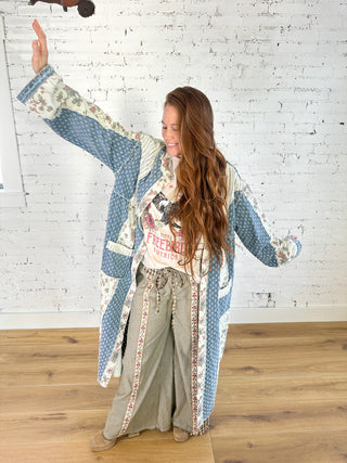 Bloom Denim Crochet Duster