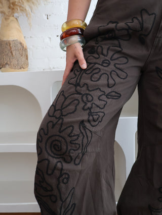 POL High Rise Floral Embroidered Jogger Pants