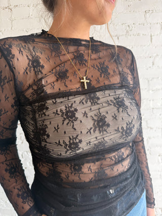 The Juliette Lace Top - Noir