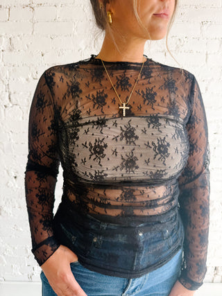 The Juliette Lace Top - Noir
