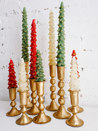 Gold Flocked Tree Shaped Taper Single