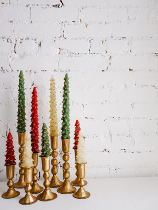 Gold Flocked Tree Shaped Taper Single