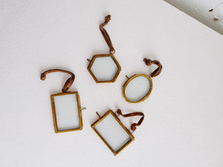 Mini Glass & Brass Horizontal Hanging Frame 2.5" x 1.5"