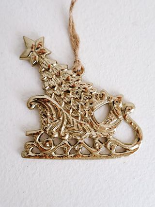 Golden Sleigh Ornament