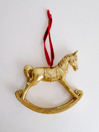 Golden Rocking Horse Ornament