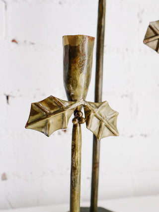 Brass Holly Taper Holders - Set of 3 *online exclusive*