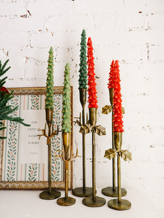 Gold Flocked Tree Shaped Taper Single