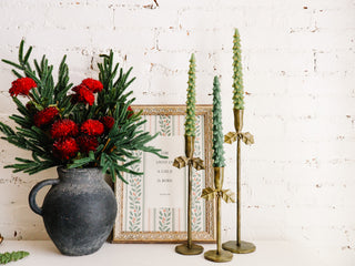 Brass Holly Taper Holders - Set of 3 *online exclusive*