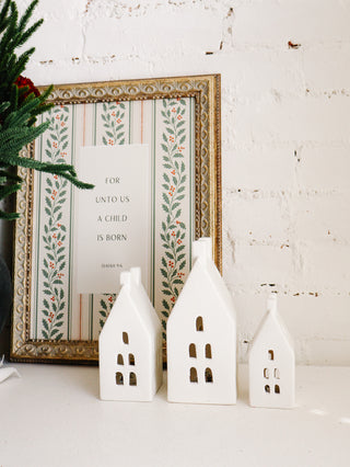 Set of 3 Modern Matte White Ceramic Houses *online exclusive*