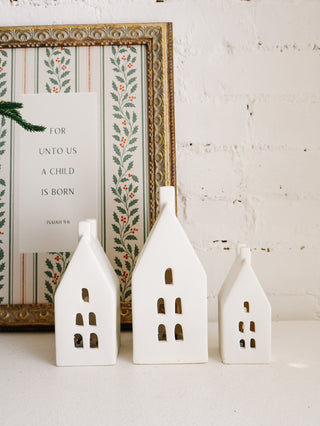 Set of 3 Modern Matte White Ceramic Houses *online exclusive*