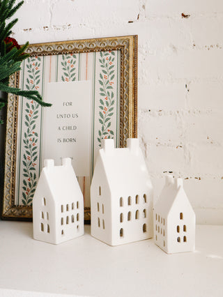 Set of 3 Modern Matte White Ceramic Houses *online exclusive*
