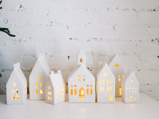 Set of 3 Modern Matte White Ceramic Houses *online exclusive*