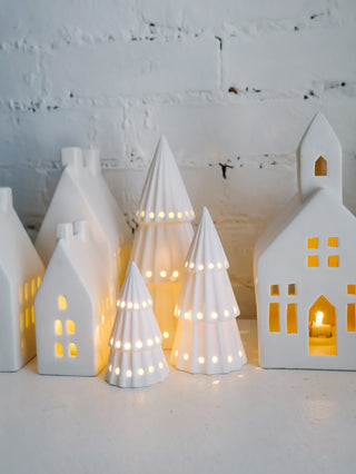 Set of 3 White Ceramic LED Trees *online exclusive*