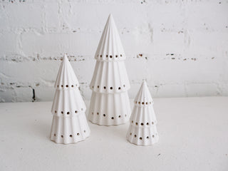 Set of 3 White Ceramic LED Trees *online exclusive*
