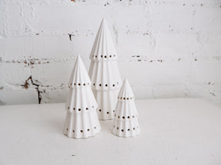 Set of 3 White Ceramic LED Trees *online exclusive*