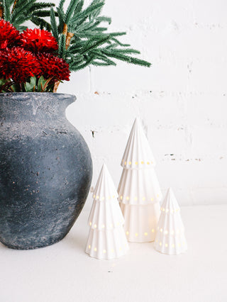 Set of 3 White Ceramic LED Trees *online exclusive*