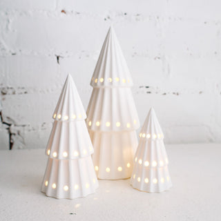 Set of 3 White Ceramic LED Trees *online exclusive*