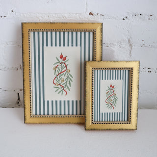 Holly Bells on Stripes Framed Wall Art