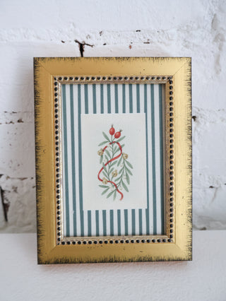 Holly Bells on Stripes Framed Wall Art