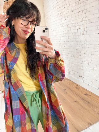 The Roxie Patchwork Plaid Shirt Dress