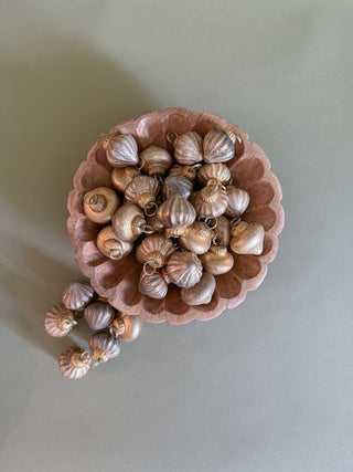 Gold Mercury Glass Ornaments in Muslin Bag