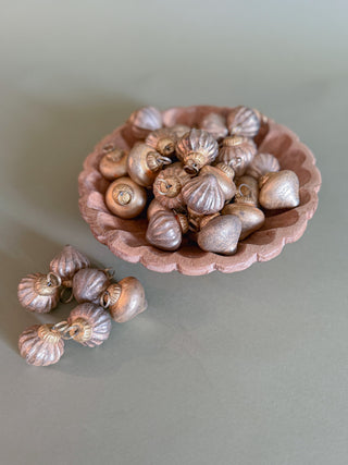 Gold Mercury Glass Ornaments in Muslin Bag
