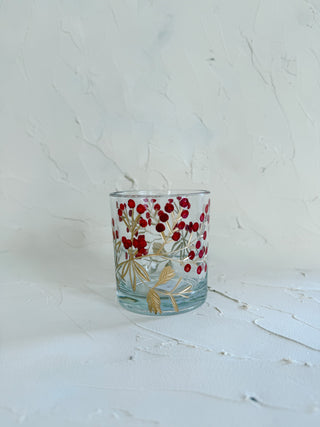 Holly Berry Glass Votive
