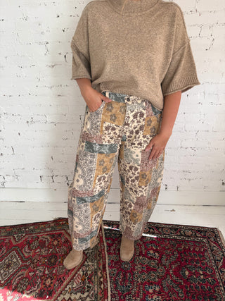 Boho Patchwork Wide Leg Pants