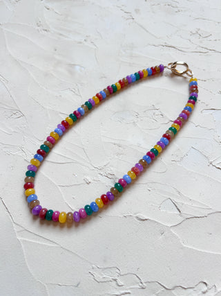 Muted Rainbow Beaded Necklace