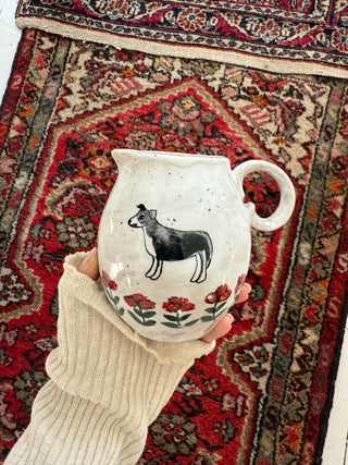 Folk Hand Painted Dog Mini Pitcher
