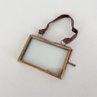 Mini Glass & Brass Horizontal Hanging Frame 2.5" x 1.5"
