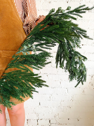 The Aspen Faux Cypress Garland with Eucalyptus Pods