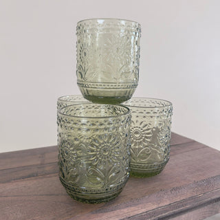 Green Floral Embossed Cup