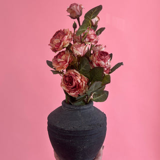 Ridged Organic Black Clay Vase