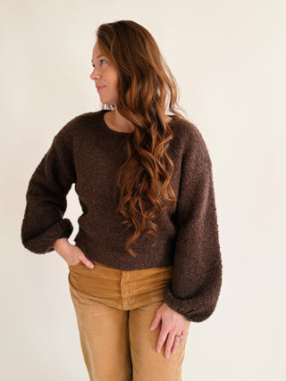 Mocha Bubble Sleeve Sweater