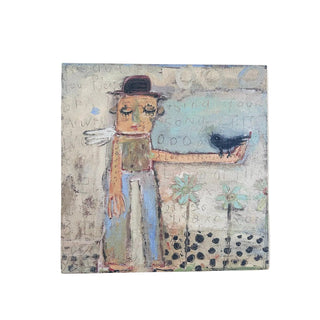 Man With Bird Art Tile