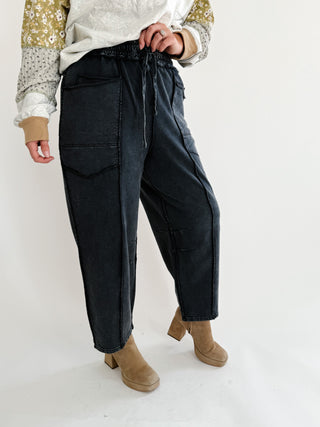 Julip Knit Barrel Pants - Charcoal