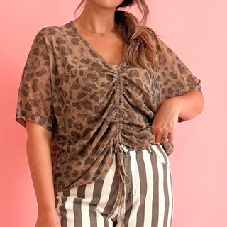 Cheetah Drawstring Top