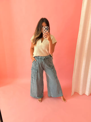 Juno Soft Cargo Pants - Faded Navy