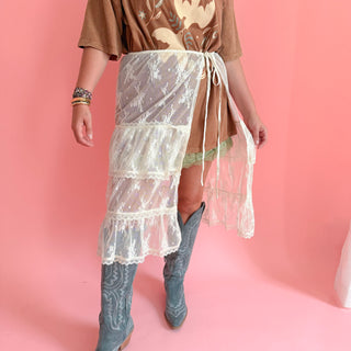 Sheer Midi Skirt Wrap