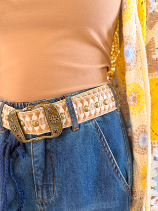 Studded Embroidered Belt